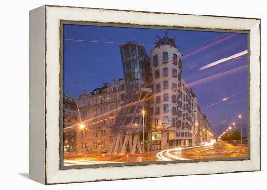 Dancing House (Ginger and Fred) by Frank Gehry, at Night, Prague, Czech Republic, Europe-Angelo-Framed Premier Image Canvas