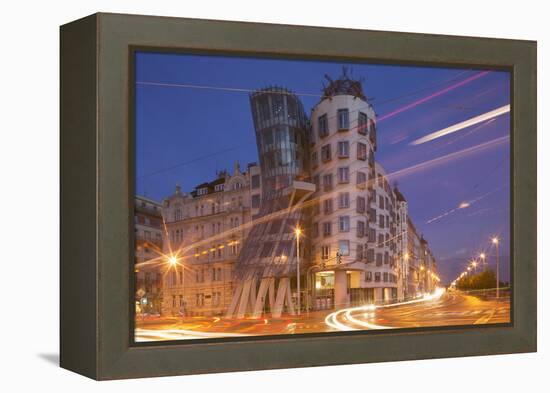 Dancing House (Ginger and Fred) by Frank Gehry, at Night, Prague, Czech Republic, Europe-Angelo-Framed Premier Image Canvas