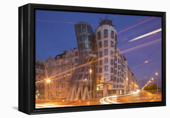 Dancing House (Ginger and Fred) by Frank Gehry, at Night, Prague, Czech Republic, Europe-Angelo-Framed Premier Image Canvas