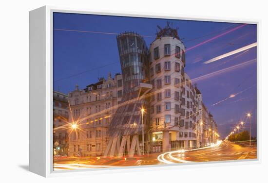 Dancing House (Ginger and Fred) by Frank Gehry, at Night, Prague, Czech Republic, Europe-Angelo-Framed Premier Image Canvas