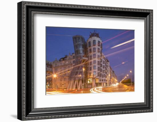 Dancing House (Ginger and Fred) by Frank Gehry, at Night, Prague, Czech Republic, Europe-Angelo-Framed Photographic Print
