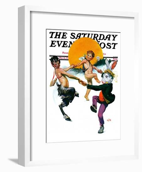 "Dancing in Spring," Saturday Evening Post Cover, March 16, 1929-Sam Brown-Framed Giclee Print