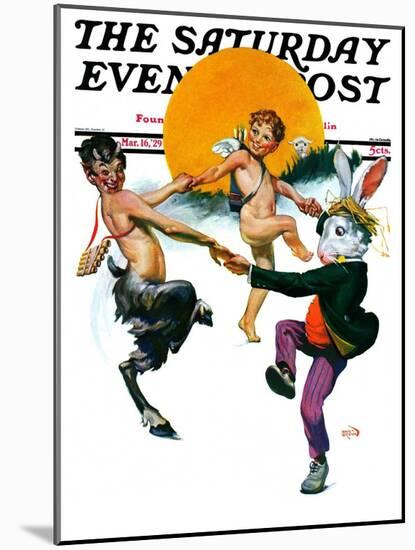 "Dancing in Spring," Saturday Evening Post Cover, March 16, 1929-Sam Brown-Mounted Giclee Print