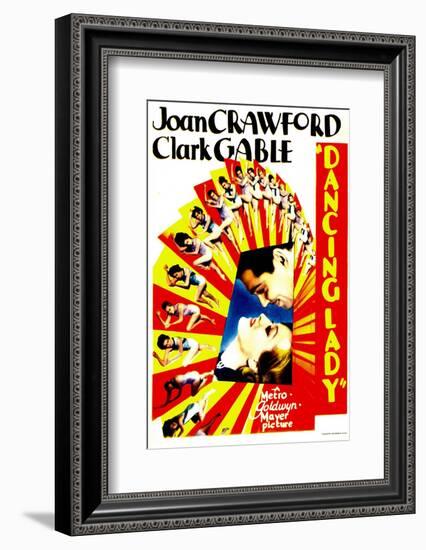 Dancing Lady, Clark Gable, Joan Crawford on Midget Window Card, 1933-null-Framed Photo