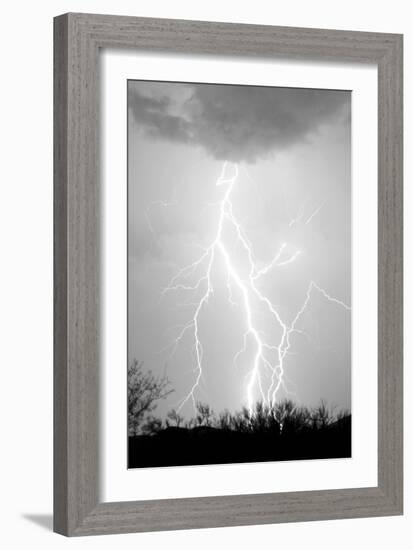 Dancing Lightning BW-Douglas Taylor-Framed Photo