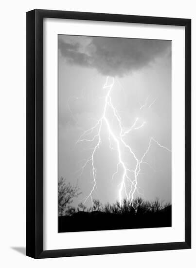 Dancing Lightning BW-Douglas Taylor-Framed Photo