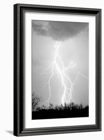 Dancing Lightning BW-Douglas Taylor-Framed Photo