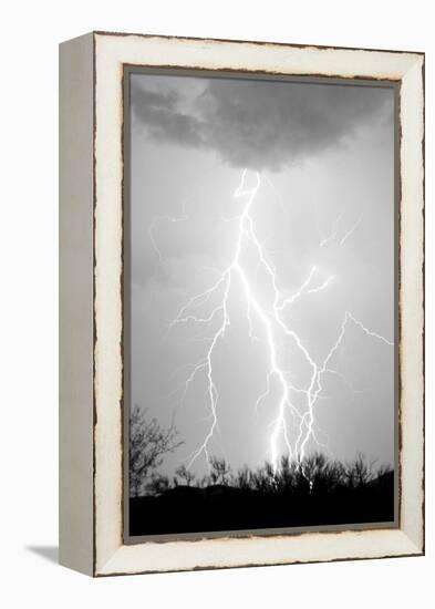 Dancing Lightning BW-Douglas Taylor-Framed Stretched Canvas