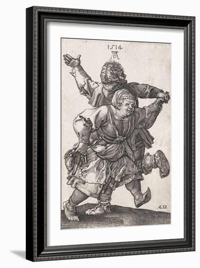 Dancing Peasant Couple, by Hieronymus Wierix Copied from Albrecht Durer, Engraving, C. 1559-1619-Hieronymus Wierix-Framed Art Print