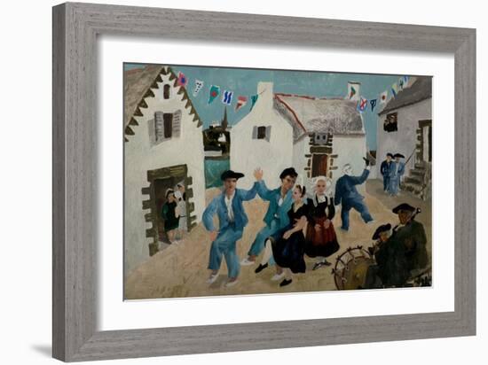 Dancing Sailors, Brittany, France, 1930 (Oil & Household Paint on Board)-Christopher Wood-Framed Giclee Print