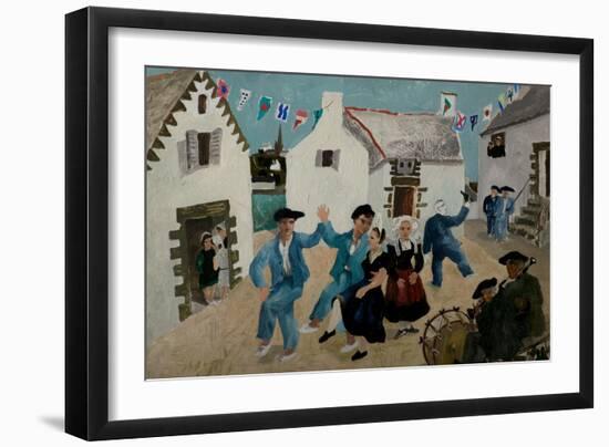 Dancing Sailors, Brittany, France, 1930 (Oil & Household Paint on Board)-Christopher Wood-Framed Giclee Print