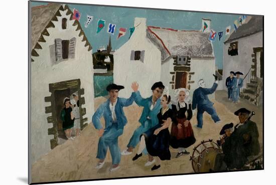 Dancing Sailors, Brittany, France, 1930 (Oil & Household Paint on Board)-Christopher Wood-Mounted Giclee Print