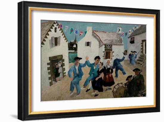 Dancing Sailors, Brittany, France, 1930 (Oil & Household Paint on Board)-Christopher Wood-Framed Giclee Print