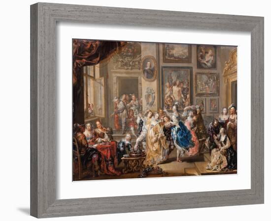 Dancing scene in palace, c.1730-Johann Georg Platzer-Framed Giclee Print