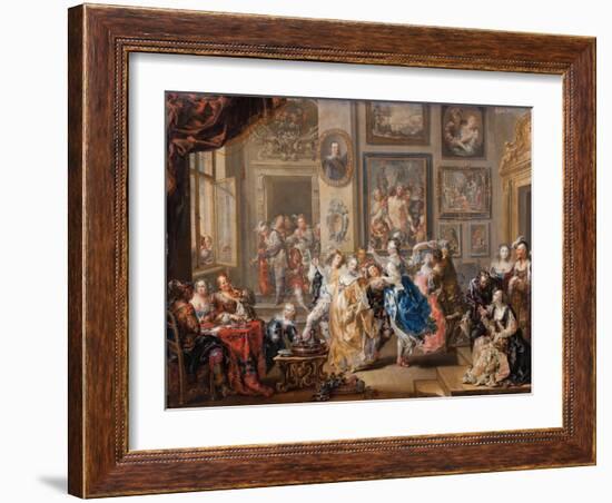 Dancing scene in palace, c.1730-Johann Georg Platzer-Framed Giclee Print