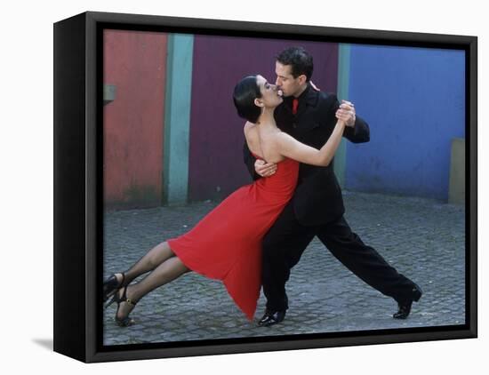 Dancing the Tango Amid Colorful Walls of La Bocoa Barrio, Buenos Aires, Argentina-Lin Alder-Framed Premier Image Canvas