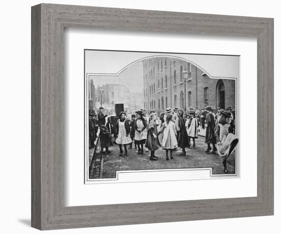 Dancing to a street organ, London, c1901 (1901)-Unknown-Framed Photographic Print