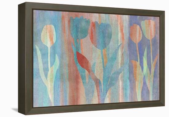 Dancing Tulips Blue Pink-Cora Niele-Framed Premier Image Canvas