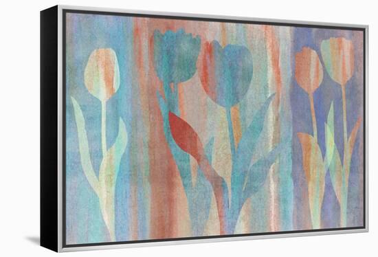 Dancing Tulips Blue Pink-Cora Niele-Framed Premier Image Canvas