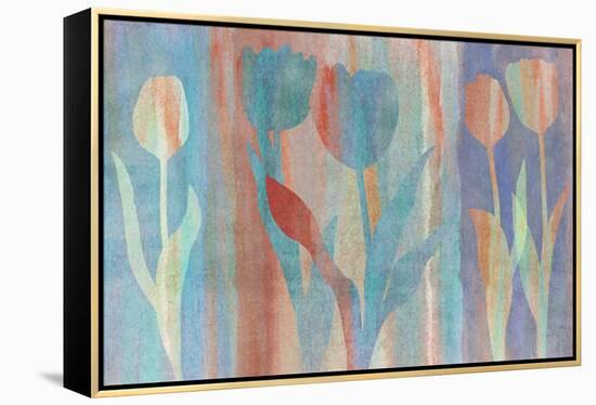 Dancing Tulips Blue Pink-Cora Niele-Framed Premier Image Canvas