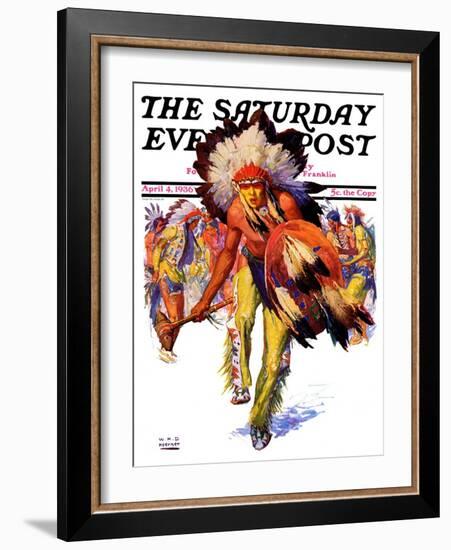 "Dancing Warrior," Saturday Evening Post Cover, April 4, 1936-William Henry Dethlef Koerner-Framed Giclee Print