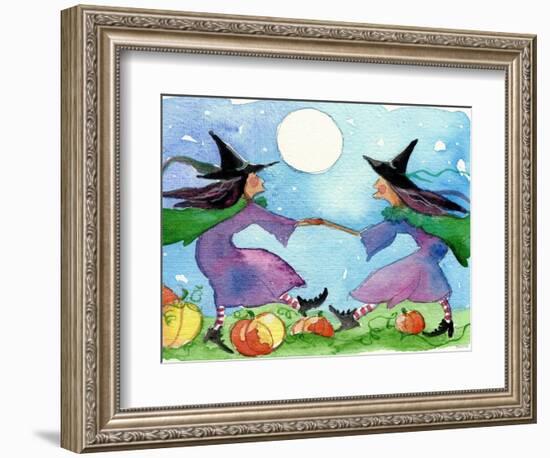 Dancing Witches Halloween Moon-sylvia pimental-Framed Art Print