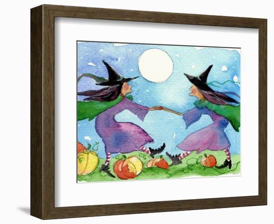 Dancing Witches Halloween Moon-sylvia pimental-Framed Art Print