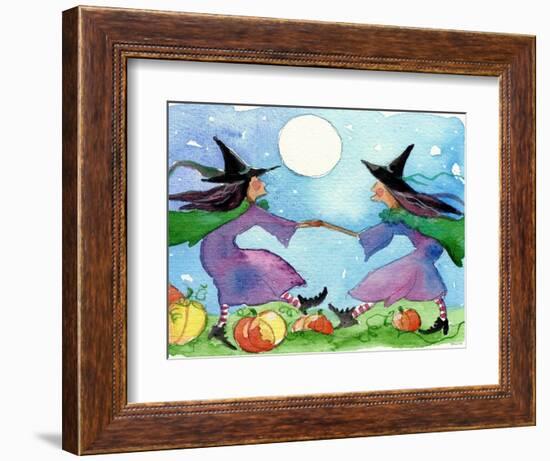 Dancing Witches Halloween Moon-sylvia pimental-Framed Art Print