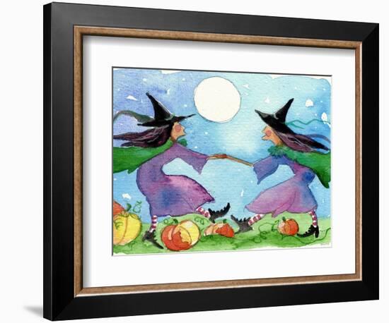 Dancing Witches Halloween Moon-sylvia pimental-Framed Art Print