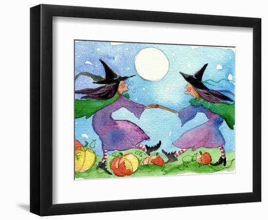 Dancing Witches Halloween Moon-sylvia pimental-Framed Art Print