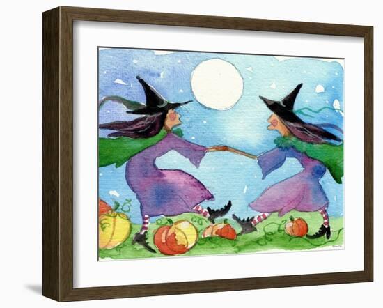 Dancing Witches Halloween Moon-sylvia pimental-Framed Art Print