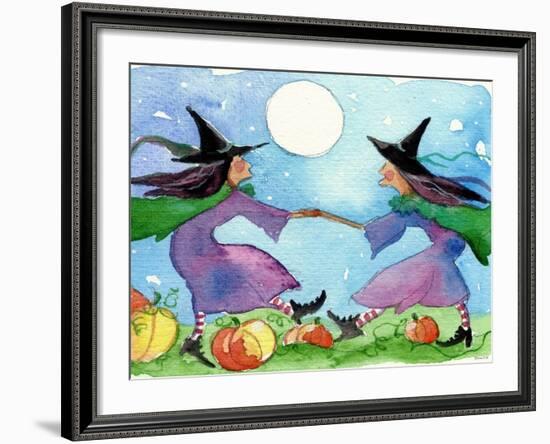 Dancing Witches Halloween Moon-sylvia pimental-Framed Art Print