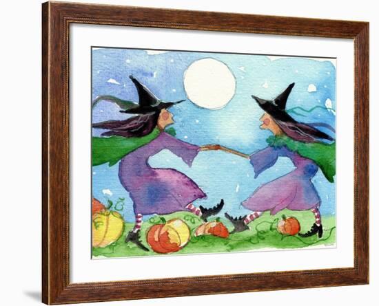 Dancing Witches Halloween Moon-sylvia pimental-Framed Art Print
