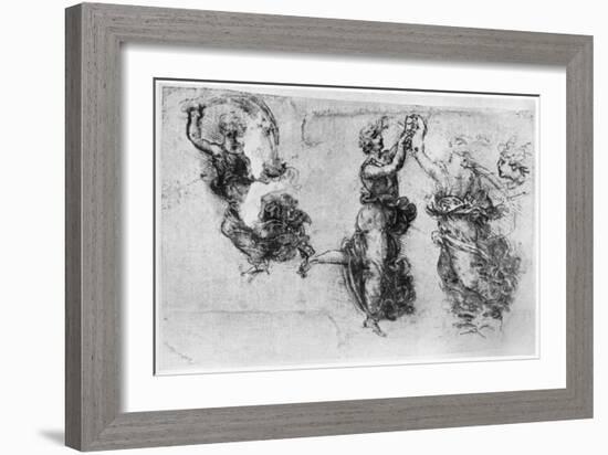 Dancing Women, Late 15th or Early 16th Century-Leonardo da Vinci-Framed Giclee Print