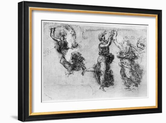 Dancing Women, Late 15th or Early 16th Century-Leonardo da Vinci-Framed Giclee Print