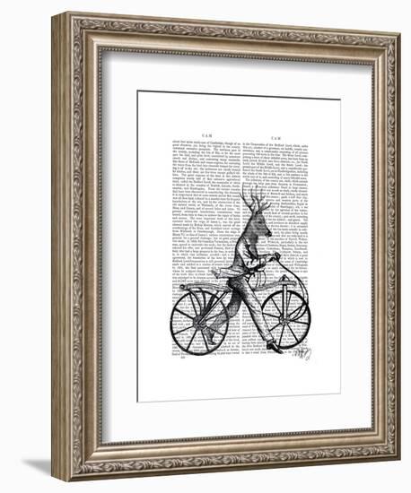 Dandy Deer on Vintage Bicycle-Fab Funky-Framed Art Print