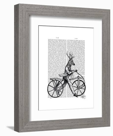 Dandy Deer on Vintage Bicycle-Fab Funky-Framed Art Print