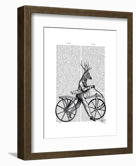 Dandy Deer on Vintage Bicycle-Fab Funky-Framed Art Print