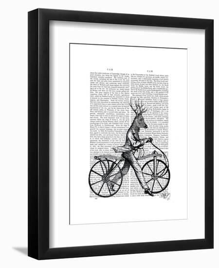 Dandy Deer on Vintage Bicycle-Fab Funky-Framed Art Print