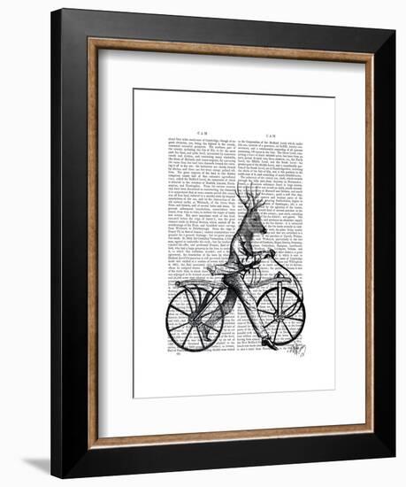 Dandy Deer on Vintage Bicycle-Fab Funky-Framed Art Print