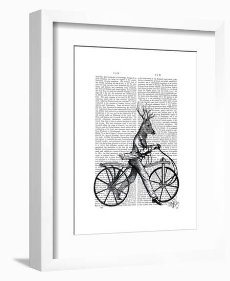 Dandy Deer on Vintage Bicycle-Fab Funky-Framed Art Print