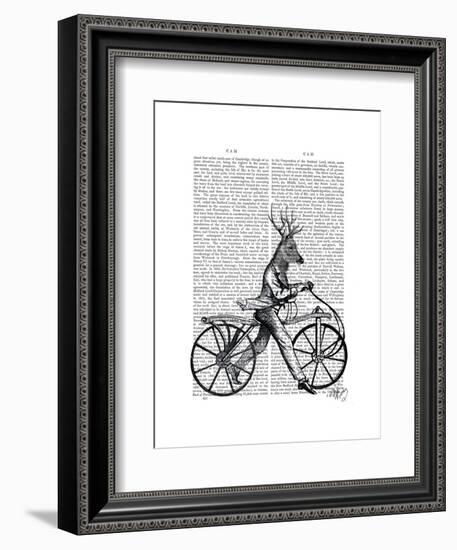 Dandy Deer on Vintage Bicycle-Fab Funky-Framed Art Print