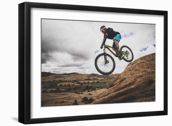 Dane Cronin Mountain Biking The Slickrock Trail In The Sand Flats Recreation Area, Moab, Utah-Louis Arevalo-Framed Photographic Print