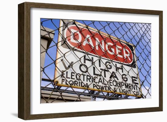 Danger High Voltage Sign In Cocoa Florida-Mark Williamson-Framed Photographic Print