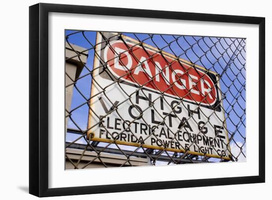 Danger High Voltage Sign In Cocoa Florida-Mark Williamson-Framed Photographic Print