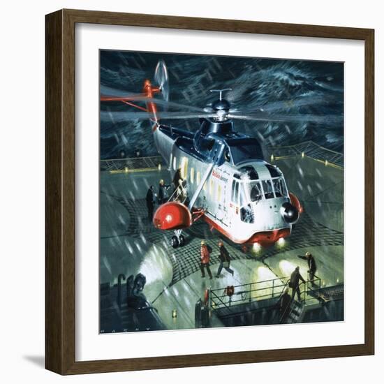 Danger Men of the Oil Fields. a British Airways S-61N Helicopter-Wilf Hardy-Framed Giclee Print