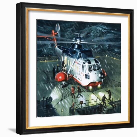Danger Men of the Oil Fields. a British Airways S-61N Helicopter-Wilf Hardy-Framed Giclee Print