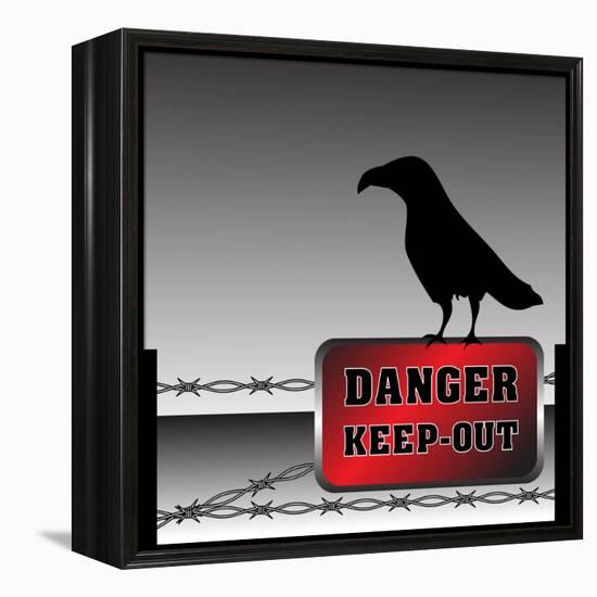 Danger Plate and Crow-oxlock-Framed Stretched Canvas