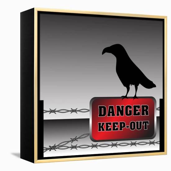 Danger Plate and Crow-oxlock-Framed Stretched Canvas