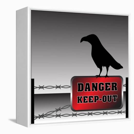 Danger Plate and Crow-oxlock-Framed Stretched Canvas